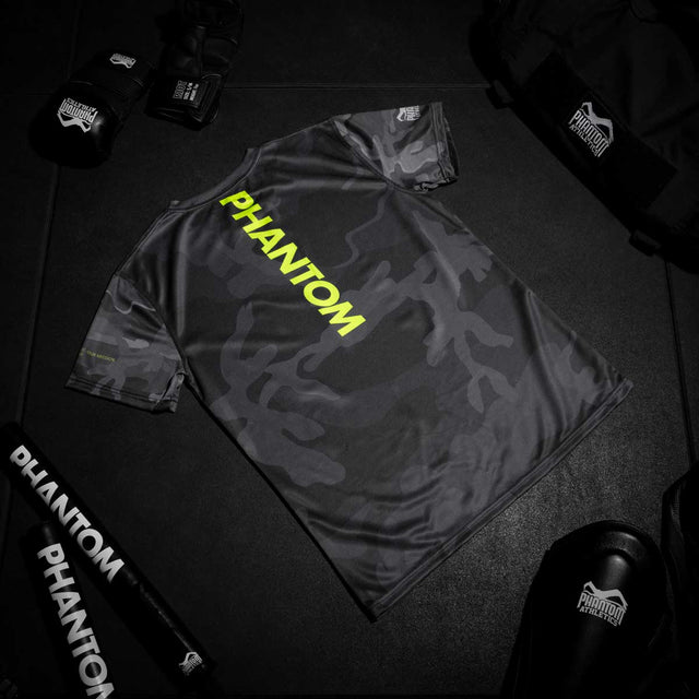 Phantom Athletics Træningsshirt EVO Neon – Sort Camo/Neon