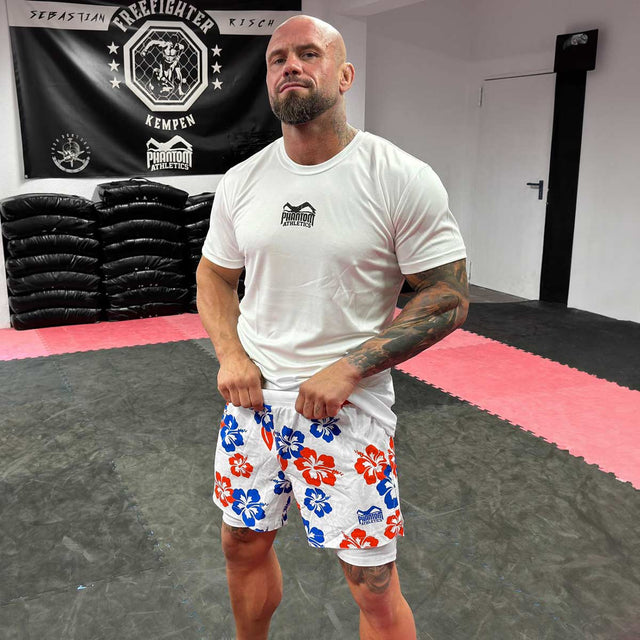Phantom Athletics MMA Shorts Fusion 2in1 Hawaii - Wit/Blauw/Rood