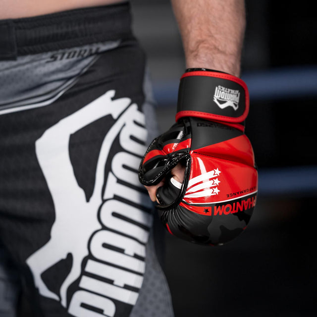 Phantom Athletics MMA-handsker Raider - Rød/Sort Camo