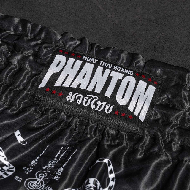 Spodenki Muay Thai Phantom Athletics Sak Yant – Czarne
