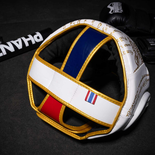 Casco de boxeo Phantom Athletics Muay Thai – Blanco/Oro