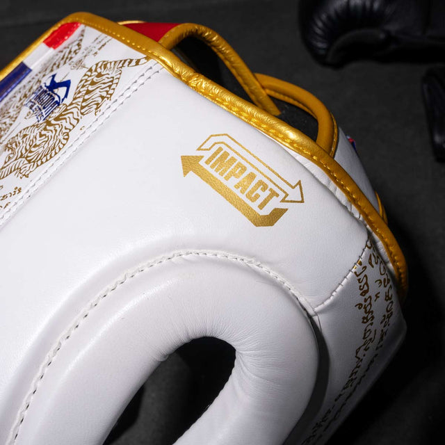Casco de boxeo Phantom Athletics Muay Thai – Blanco/Oro