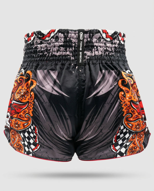 Shorts de Muay Thai Twins TTBL Barong – Noir/Rouge/Orange