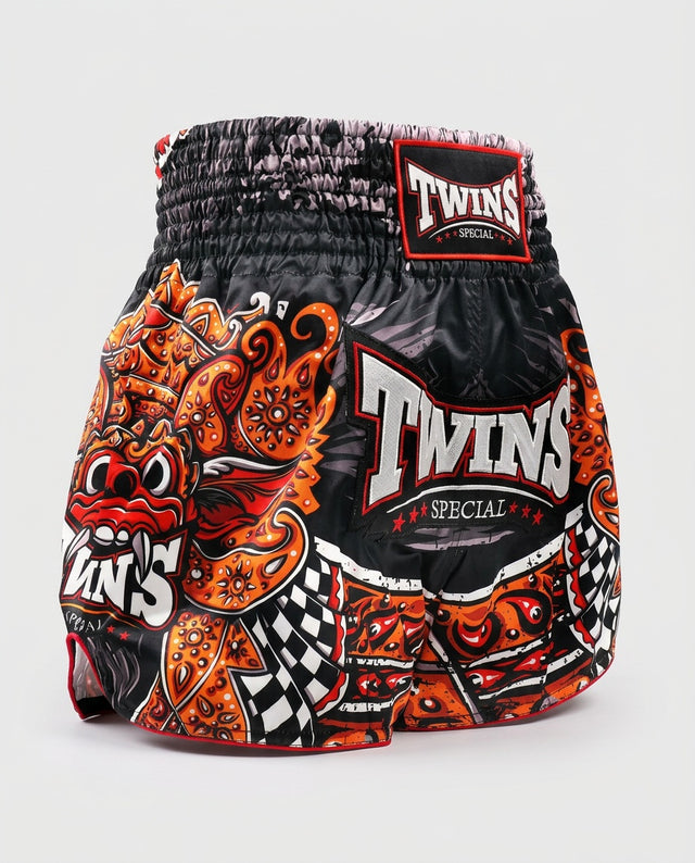 Shorts de Muay Thai Twins TTBL Barong – Noir/Rouge/Orange