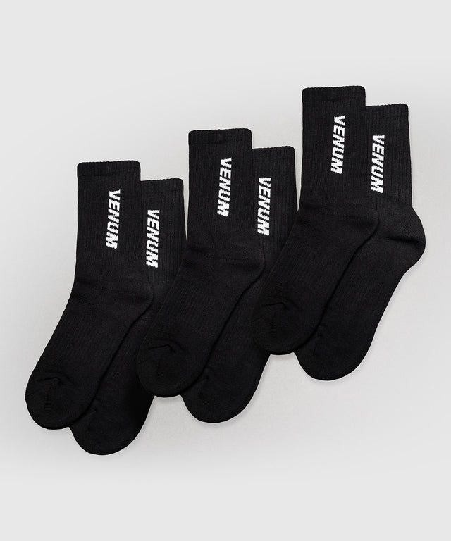 Venum Essential Socken – Schwarz – 3er-Set