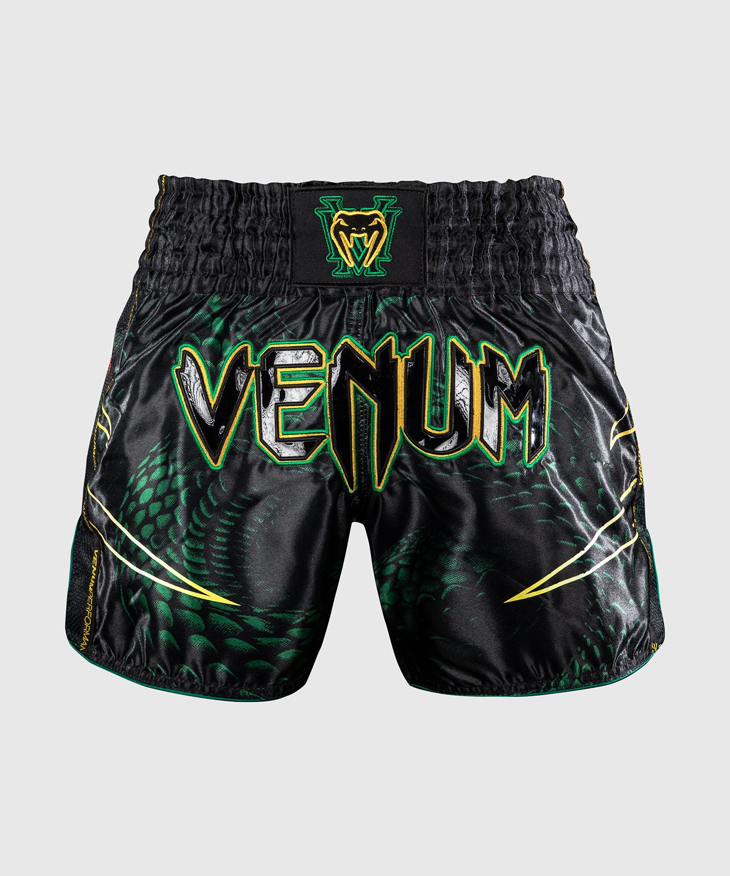 Pantalones de Muay Thai Venum Matupa – Negro/Verde/Oro