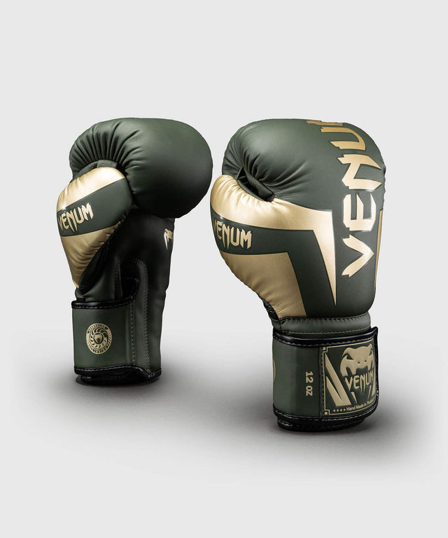 Luvas de boxe Venum Elite – Caqui Verde/Ouro