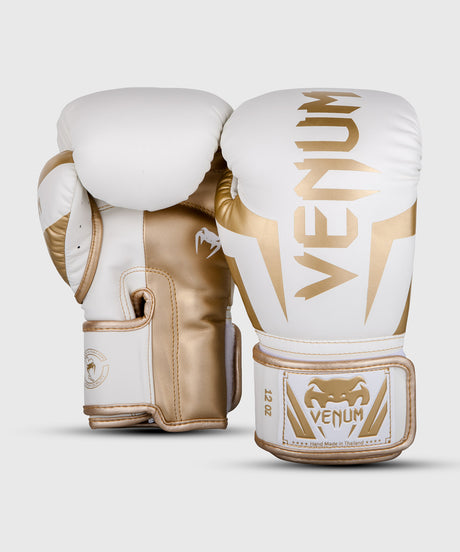 Guantes de boxeo Venum Elite – Blanco/Oro
