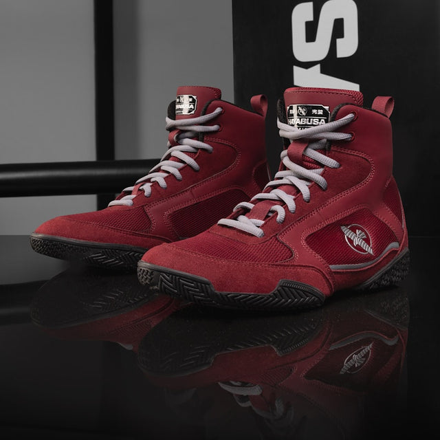 Botas de boxeo Hayabusa Pro – Burdeos/Gris