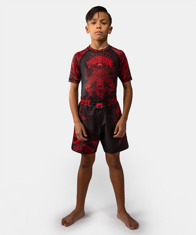 Venum MMA-shorts Wolf Atak til børn – Sort/Rød
