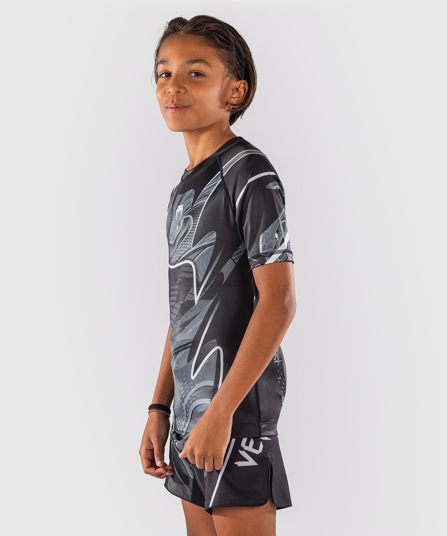 Dětský rashguard Venum Crimson Viper 2.0 – krátké rukávy – Černá/šedá