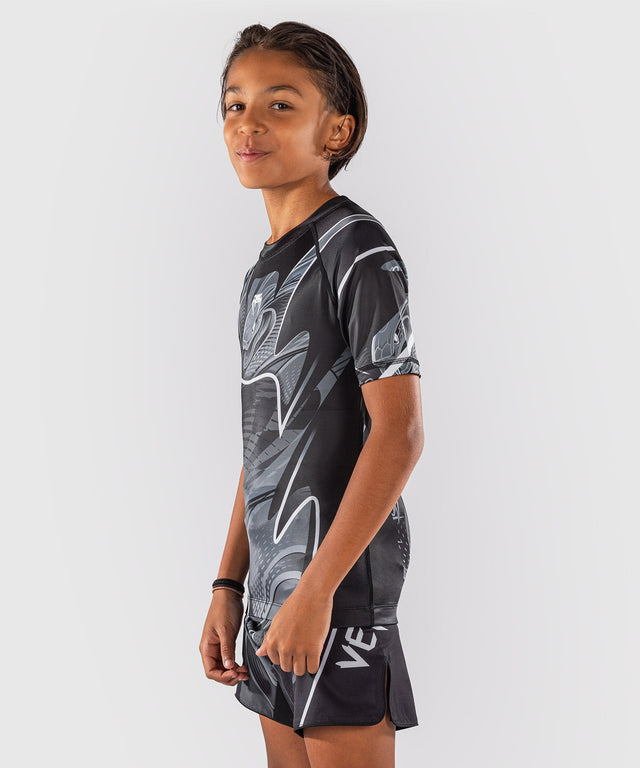 Dětský rashguard Venum Crimson Viper 2.0 – krátké rukávy – Černá/šedá