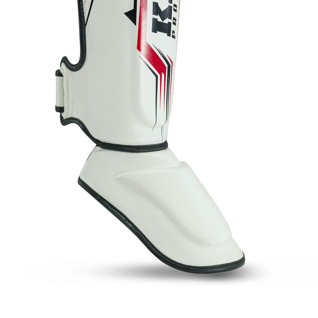 King Pro Boxing Kickboks Scheenbeschermers Spartan - Wit/Zwart/Rood