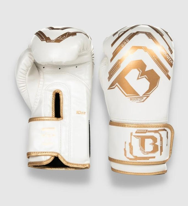 Booster Kickboxningshandskar Youth Elite Kids – Vit/Guld – Boxningshandskar