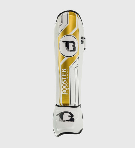 Ochraniacze na piszczele Booster Kickboks V9 – Białe/Złote