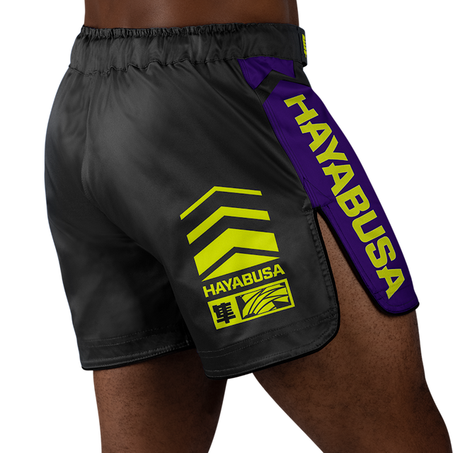Hayabusa MMA Shorts Icon - Sort/Neon