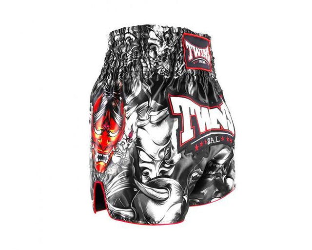 Twins Muay-Thai-Shorts TTBL Kabuki – Schwarz/Grau/Rot