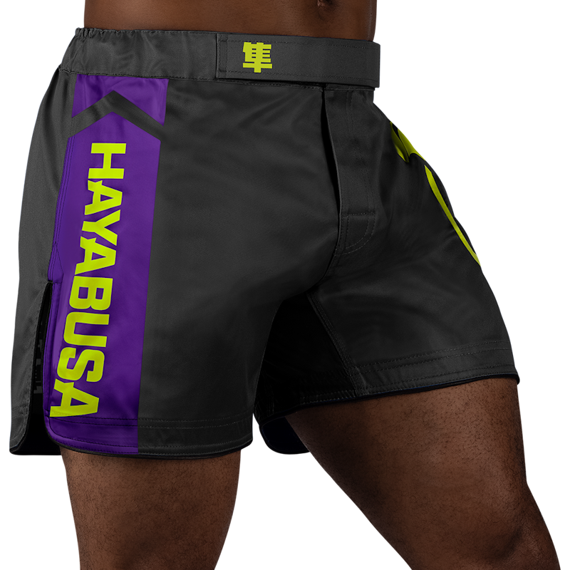 Hayabusa MMA Shorts Icon - Sort/Neon
