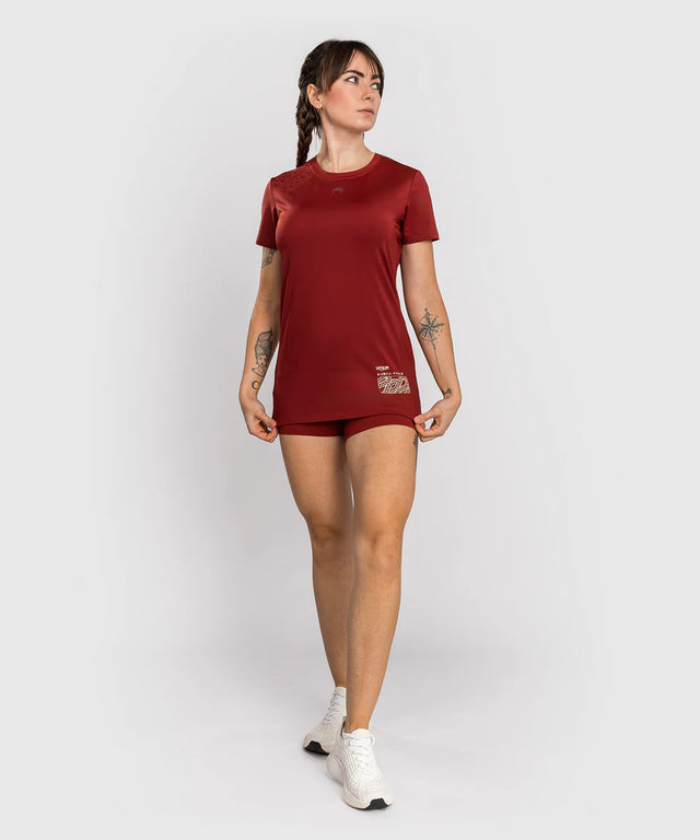 Venum Damen Dry Tech T-Shirt Serpenti – Burgunderrot