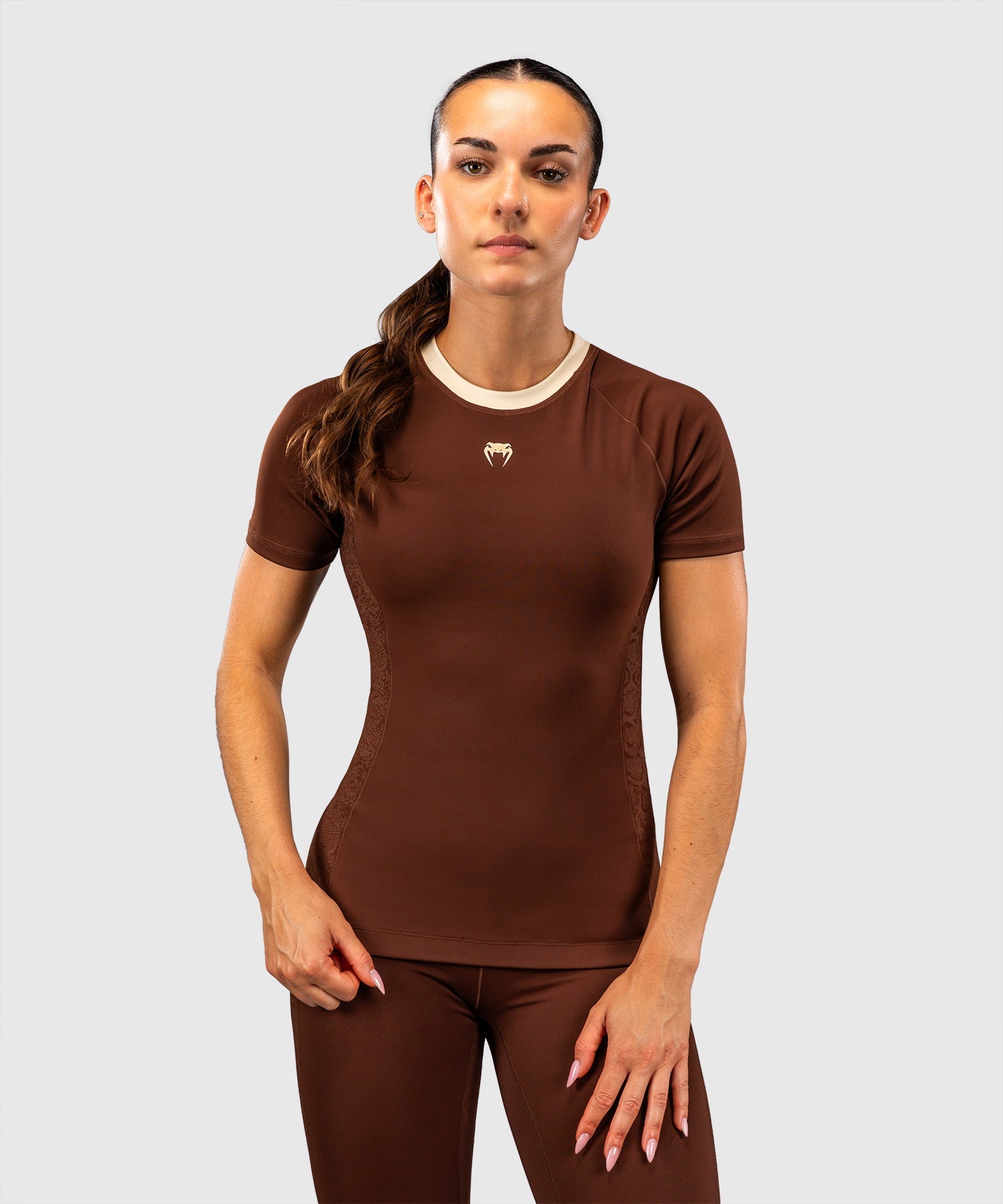 Rashguard Venum Viper Krátký Rukáv Dámské – Hnědé