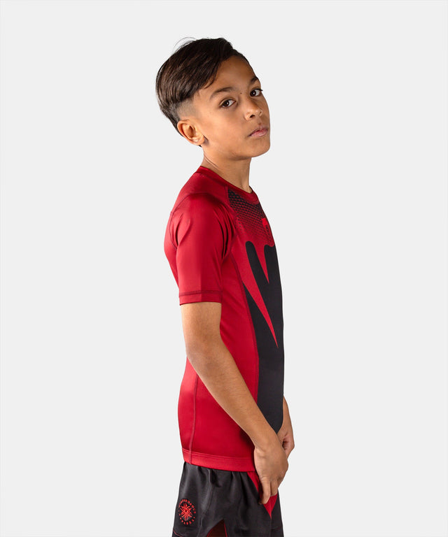 Venum Rashguard Attack Corte Maniche Bambini - Nero/Rosso