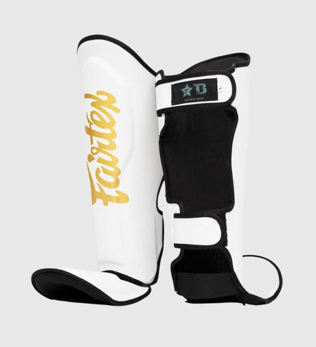 Fairtex Skinnebensbeskyttere FXB - Hvid/Guld - Skinnebensbeskyttere