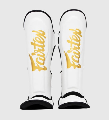 Fairtex Skinnebensbeskyttere FXB - Hvid/Guld - Skinnebensbeskyttere