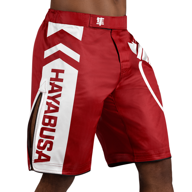 Hayabusa MMA Shorts Icon Lang – Rot/Weiß