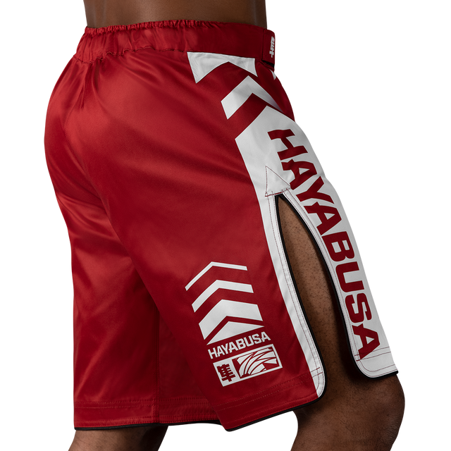 Hayabusa MMA Shorts Icon Lang – Rot/Weiß