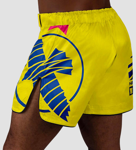 Spodenki MMA Hayabusa Icon – Żółte/Niebieskie/Różowe