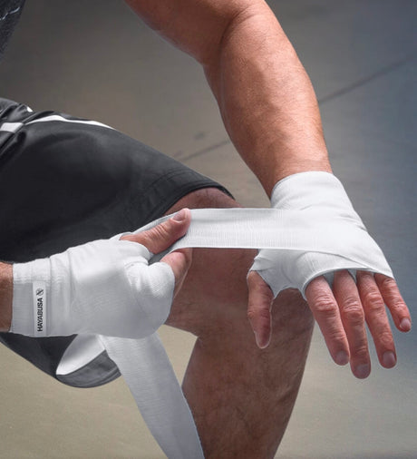 Bandes de boxe professionnelles Hayabusa Gaas – Blanc