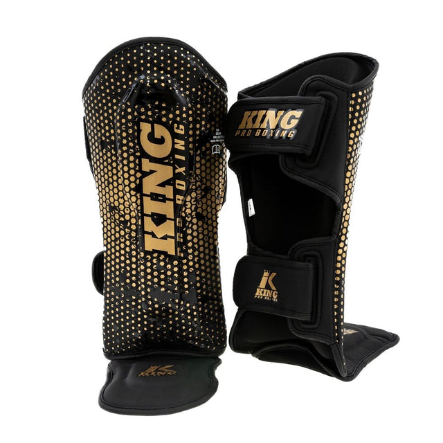 King Pro Boxing Skinnebensbeskyttere Hexagon Børn - Sort/Guld