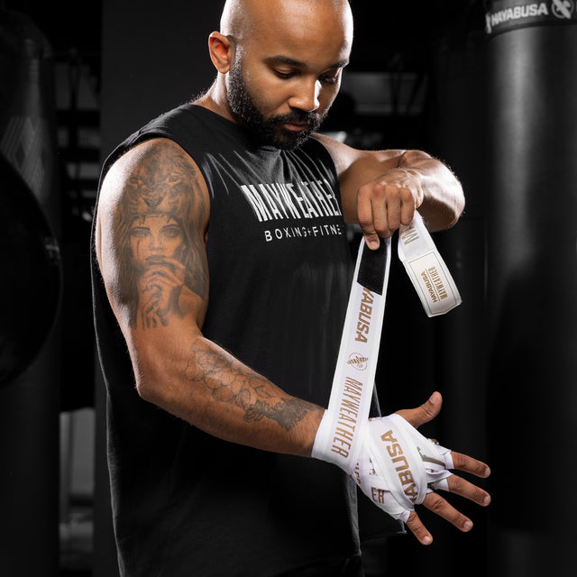 Hayabusa x Mayweather Boxningslindor Deluxe – Vit/Guld