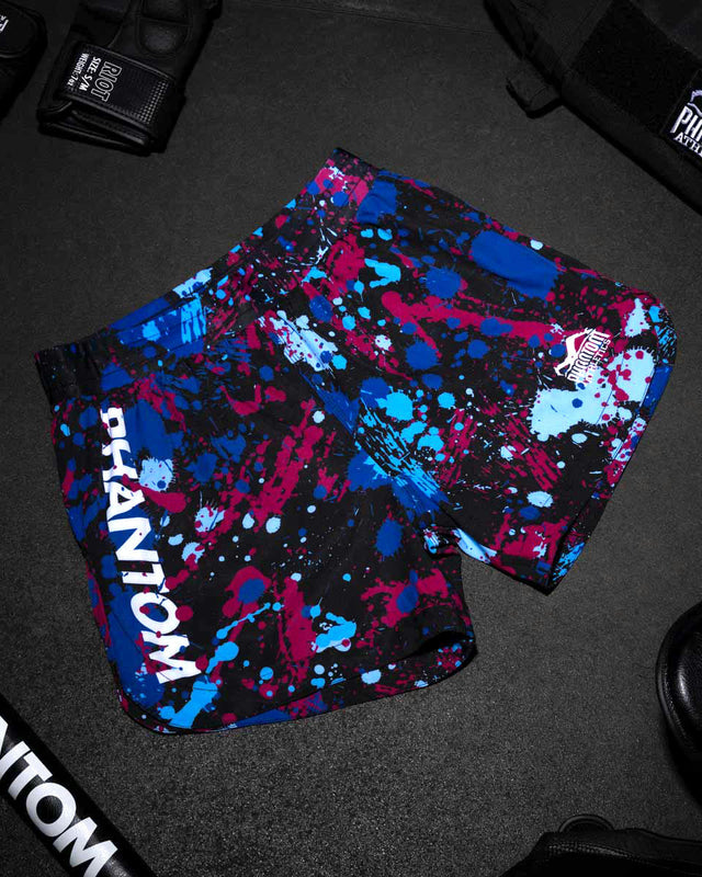 Phantom Athletics MMA Shorts Fusion Splatter - Blauw