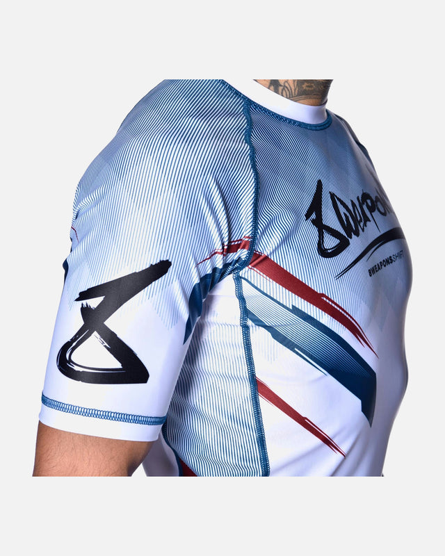 8 WEAPONS Rashguard Shift – Weiß/Navy/Rot