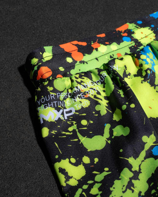 Phantom Athletics MMA-shorts Fusion Splatter – Sort/Neon