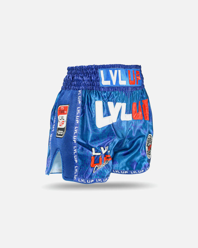 Shorts de Muay Thai LVL UP Stadium – Bleu