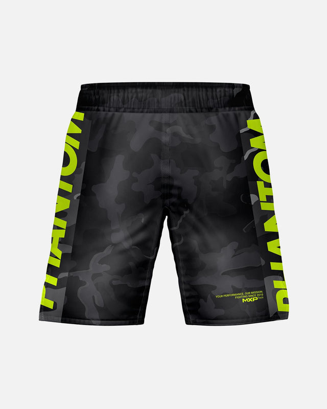 Phantom Athletics MMA-shorts EVO Neon – Sort Camo/Neon