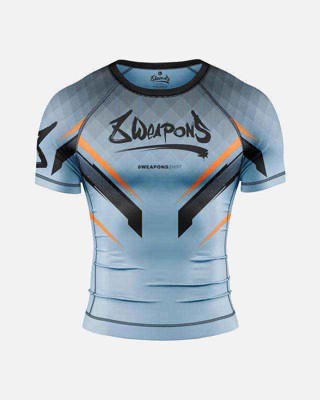8 WEAPONS Rashguard Shift – Isblå/Orange