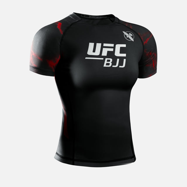Rashguard Hayabusa x UFC BJJ Mangas Curtas Mulher – Preto/Vermelho