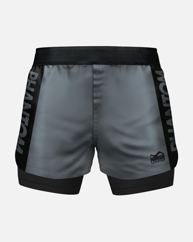 Pantaloncini a compressione Phantom Athletics Fusion 2in1 Apex – Nero/Grigio