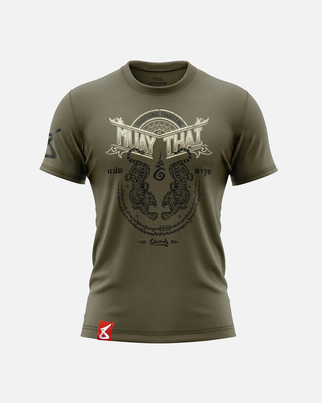 Tricou 8 WEAPONS Sak Yant Tigers – Oliv