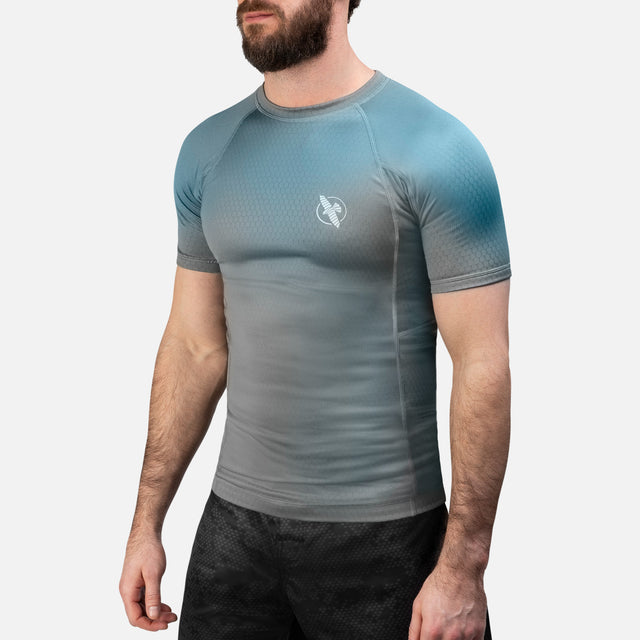 Hayabusa Rashguard Fusion Korta ärmar – Grå/Aqua
