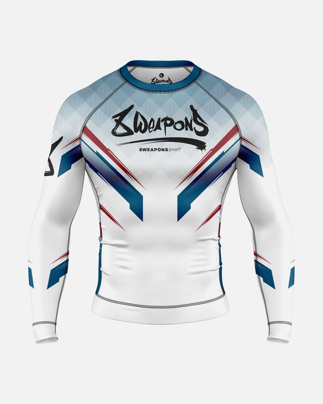 8 WEAPONS Rashguard Shift - Hvid/Navy/Rød