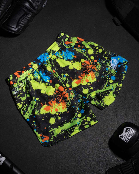 Phantom Athletics MMA-shorts Fusion Splatter – Sort/Neon