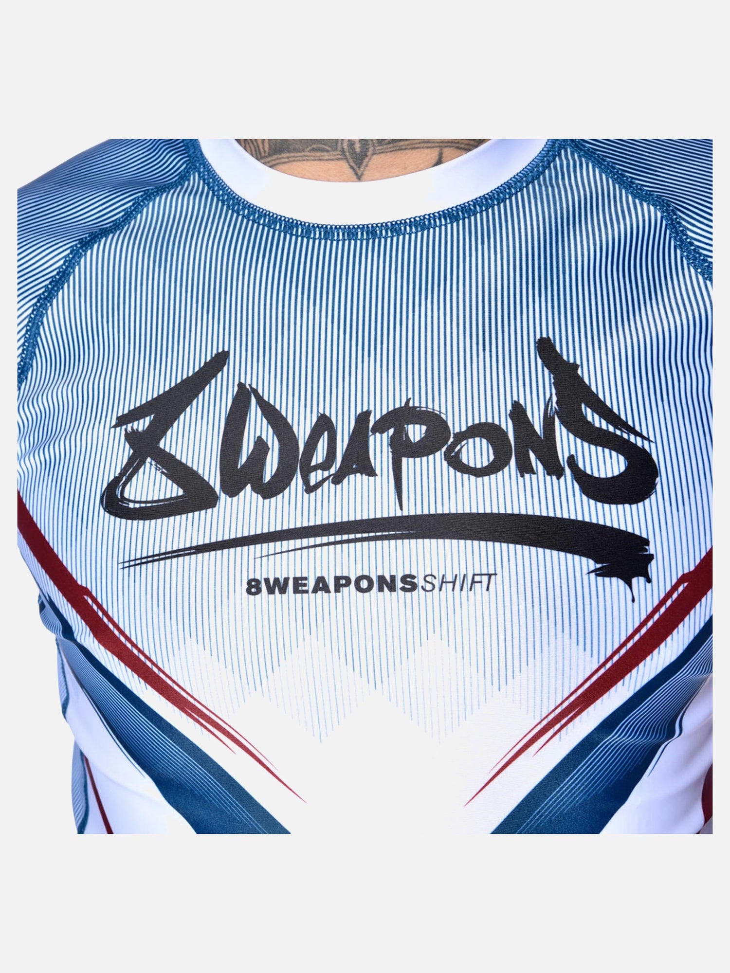 8 WEAPONS Rashguard Shift – Weiß/Navy/Rot
