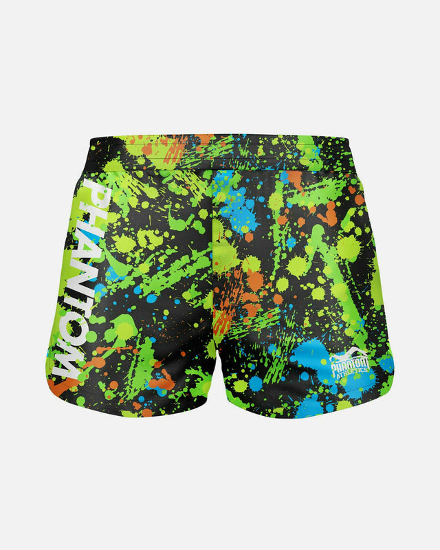 Phantom Athletics MMA-shorts Fusion Splatter – Sort/Neon