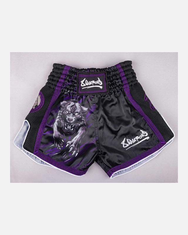 8 WEAPONS Muay Thai shorts Beastial Panther – Sort/Lilla