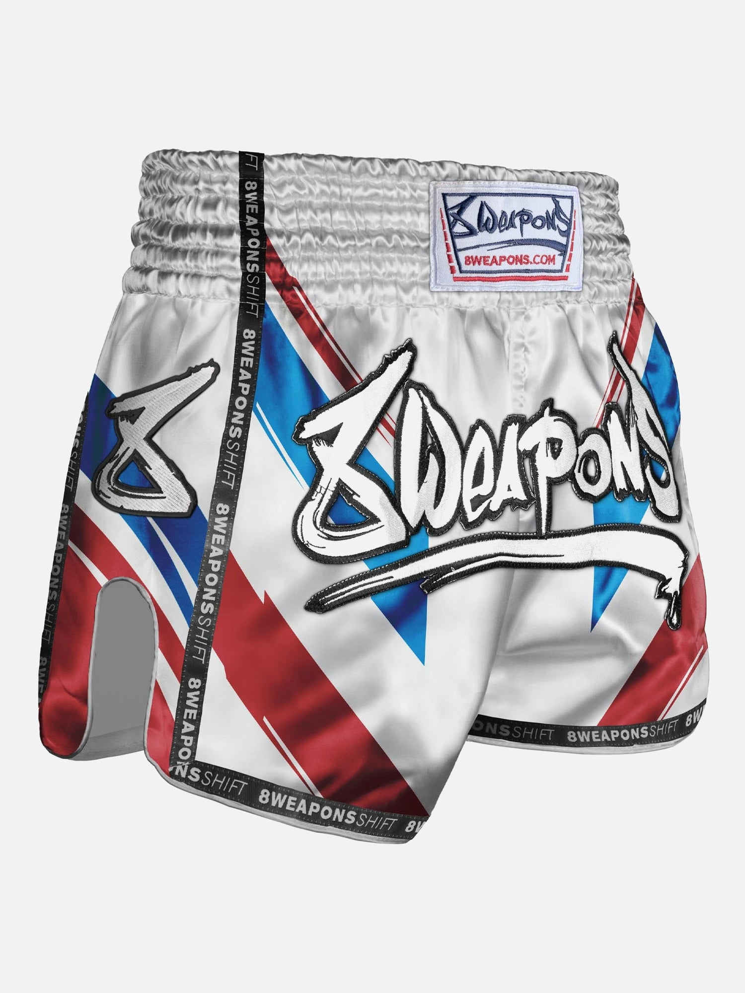 8 WEAPONS Muay Thai Shorts Shift - Wit/Navy/Rood