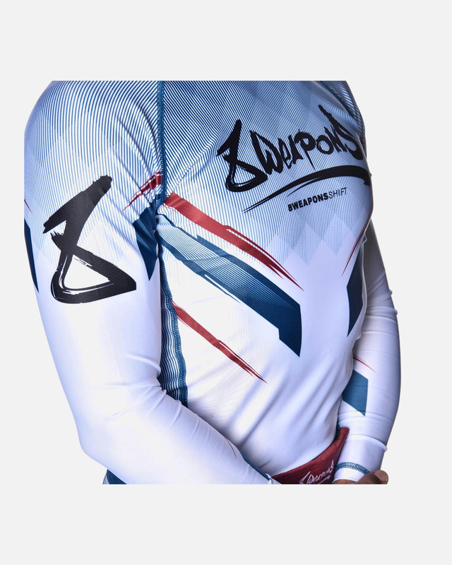 8 WEAPONS Rashguard Shift - Hvid/Navy/Rød